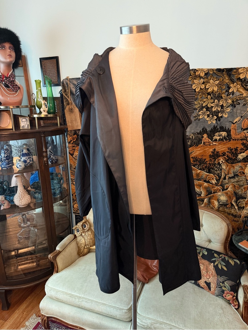 Vintage Mycra Pac Now Reversible Metallic Charcoal & Black Hooded Raincoat S/M - Picture 10 of 16